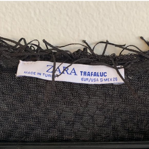 Zara Semi-Sheer Fuzzy Black Top - Picture 3 of 4